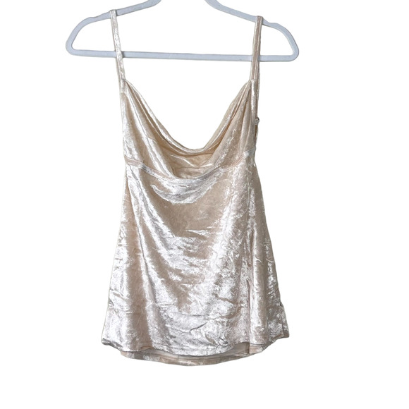 Free People Ivory Champagne All Night Velvet Tunic Camisole NWT Size Small - Picture 2 of 8